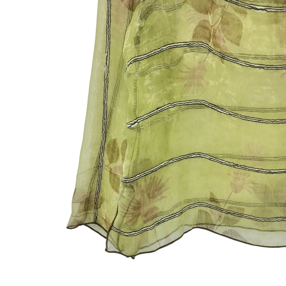 Bodil Women's Nylon Sheer Floral Contrast Stitching Boxy Blouse - M - Picture 4 of 6